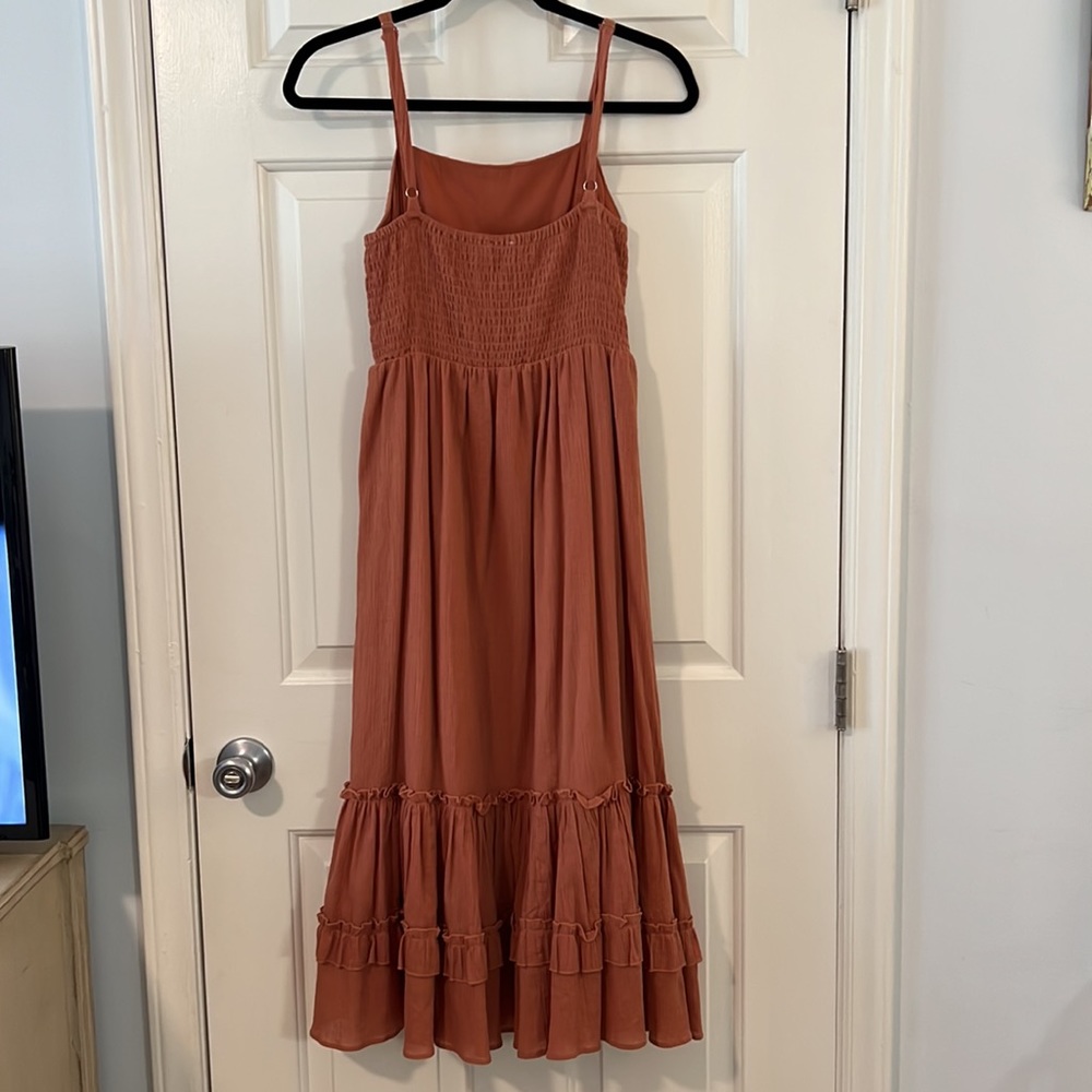 Lush Ruffle Hem Midi - S - Rust - image 2